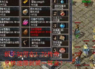新手如何在1.76传奇里快速赚到第一桶金? 新手如何在1.76传奇里快速赚到第一桶金?