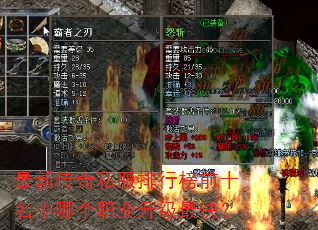 最新传奇私服排行榜前十名中哪个职业升级最快? 最新传奇私服排行榜前十名中哪个职业升级最快?